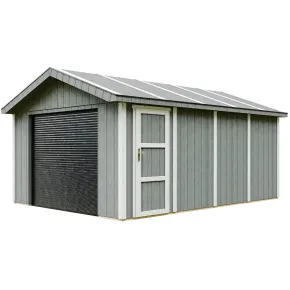 Garage in Legno 354x486 cm Box Auto Moto 17 m2 Grigio Scuro a Pannelli