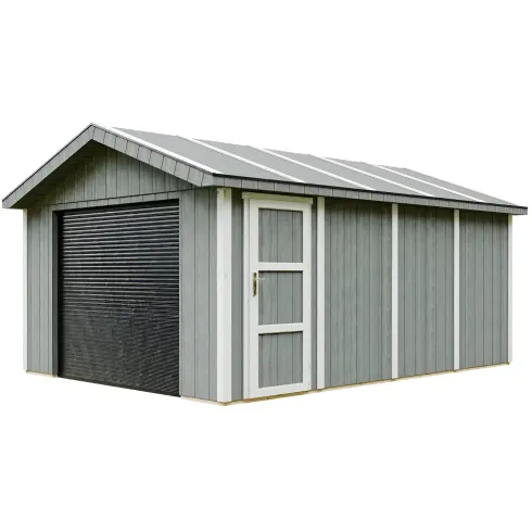 Garage in Legno 354x486 cm Box Auto Moto 17 m2 Grigio Scuro a Pannelli