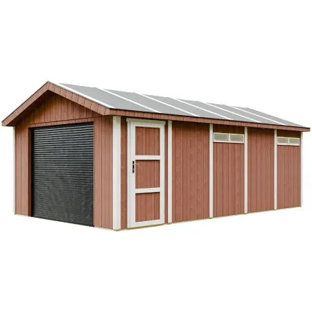 Garage in Legno 3x6 Rosso Box Auto Attrezzi Esterno 21 m2 a Pannelli