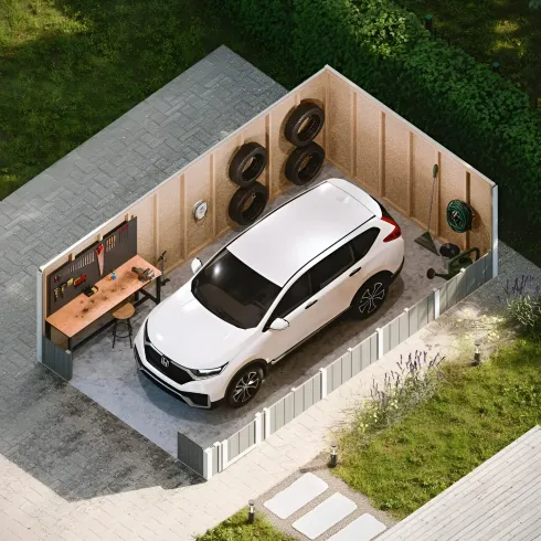 Garage in Legno 3x6 Grigio Box Auto Attrezzi Esterno 21 m2 a Pannelli