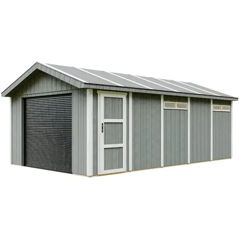 Garage in Legno 3x6 Grigio Scuro Box Auto da Esterno 21 m2 a Pannelli