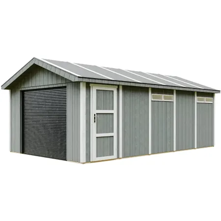 Garage in Legno 3x6 Grigio Scuro Box Auto da Esterno 21 m2 a Pannelli