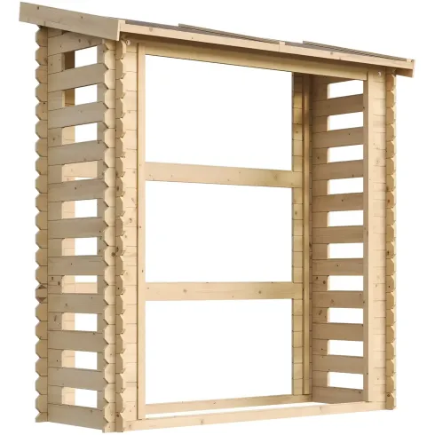 Legnaia da Esterno in Legno Grezzo 168x70x200 cm Tetto Impermeabile