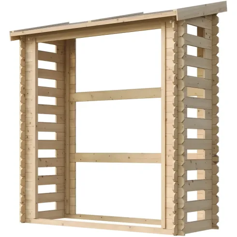 Legnaia da Esterno in Legno Grezzo 168x70x200 cm Tetto Impermeabile