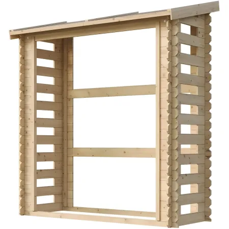 Legnaia da Esterno in Legno Grezzo 168x70x200 cm Tetto Impermeabile