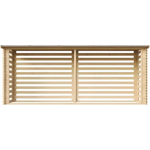 Legnaia da Esterno in Legno Grezzo 456x100x199 cm Tetto Impermeabile