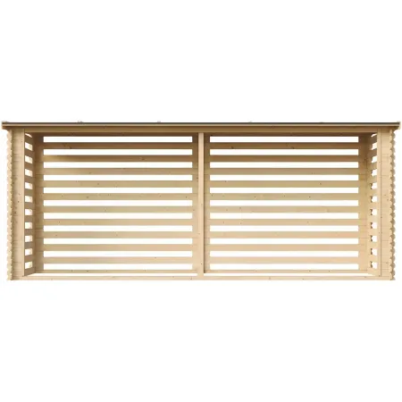 Legnaia da Esterno in Legno Grezzo 456x100x199 cm Tetto Impermeabile