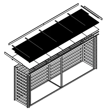 Legnaia da Esterno in Legno Grezzo 456x100x199 cm Tetto Impermeabile