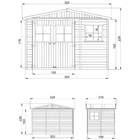 Casetta da Giardino in Legno Grezzo 3x2 m 6 m2 Box con Pavimento
