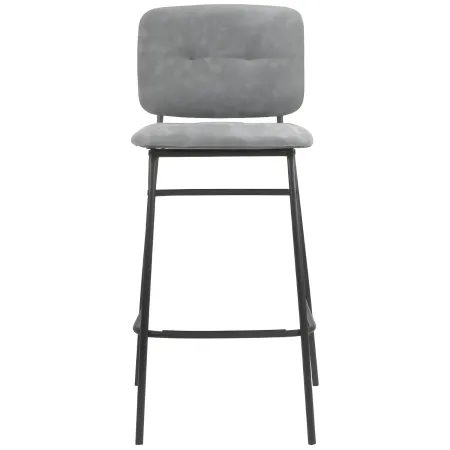 Set 2 Sgabelli con Schienale Velluto Grigio Sedie da Bar Gambe Metallo