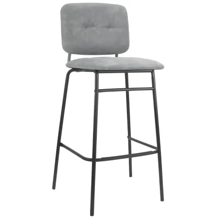 Set 2 Sgabelli con Schienale Velluto Grigio Sedie da Bar Gambe Metallo