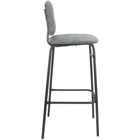 Set 2 Sgabelli con Schienale Velluto Grigio Sedie da Bar Gambe Metallo