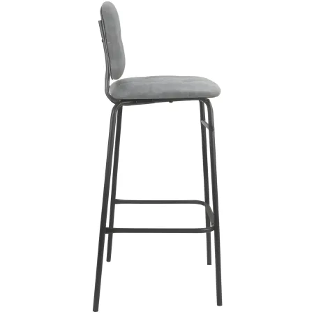 Set 2 Sgabelli con Schienale Velluto Grigio Sedie da Bar Gambe Metallo