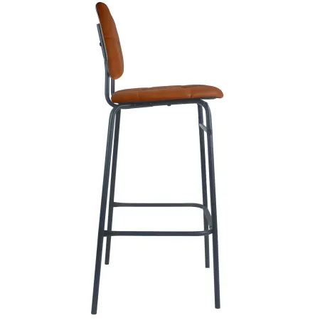 Set 2 Sgabelli da Cucina con Schienale Ecopelle Mattone Gambe Metallo