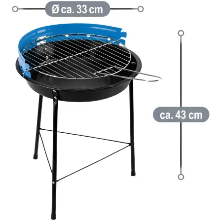 Barbecue a Carbonella Tondo da Esterno Griglia Regolabile 33x43 cm