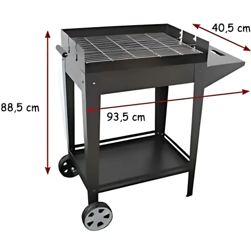 Barbecue a Carbone da Esterno con Griglia Regolabile in Acciaio Cromato