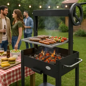 Barbecue Argentino Duramax Griglia per Legna e Carbone 55x46x121 cm 2