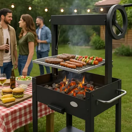 Barbecue Argentino Duramax Griglia per Legna e Carbone 55x46x121 cm