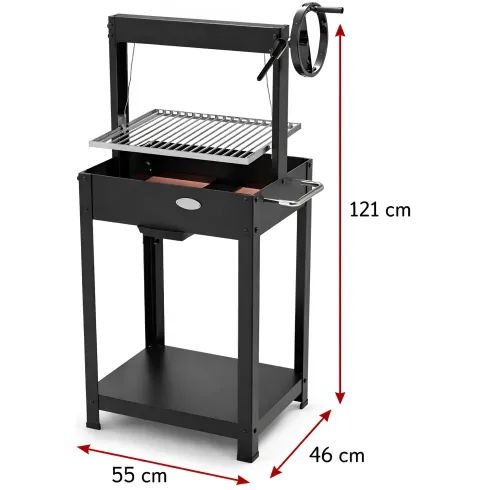 Barbecue Argentino Duramax Griglia per Legna e Carbone 55x46x121 cm