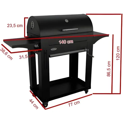 Barbecue a Carbone con Coperchio 2 Griglie BBQ Carbonella da Giardino