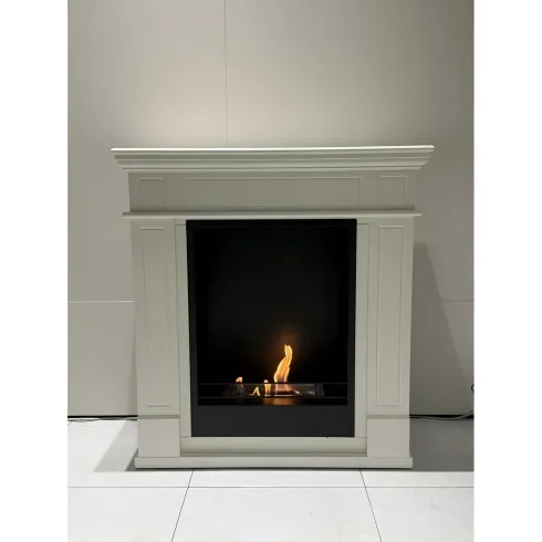 Outlet Camino a Bioetanolo 3 kW da Pavimento Cornice Legno Bianco