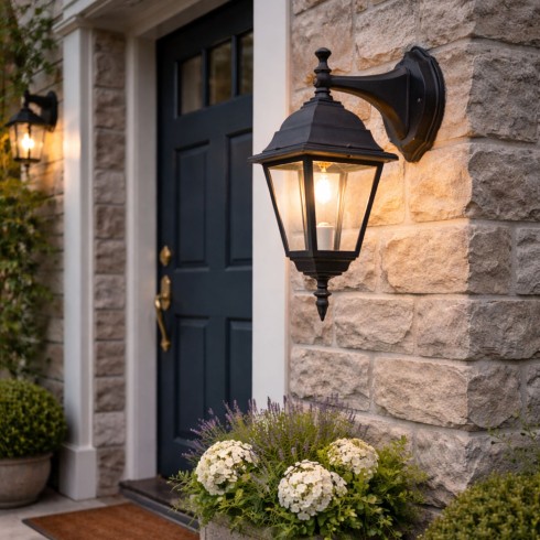 Lanterna a Parete Elegante Punto Luce per Giardino Applique da Esterno