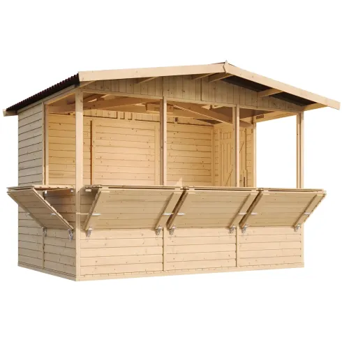 Chiosco con 3 Finestre Casetta in Legno 3x2 a Pannelli da Spiaggia Bar