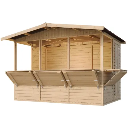Chiosco con 3 Finestre Casetta in Legno 3x2 a Pannelli da Spiaggia Bar