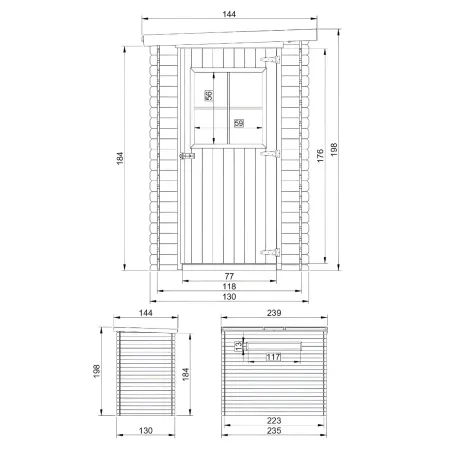 Casetta da Giardino in Legno 144x239x198 cm 19 mm con Pavimento