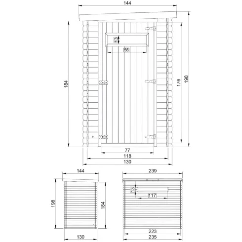 Casetta in Legno da Giardino 19 mm 144x239x198 cm con Pavimento Interno