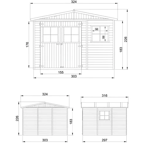 Casetta in Legno a Pannelli 17mm 3x3 Box in Legno Timbela No Pavimento