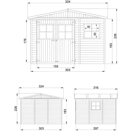 Casetta in Legno a Pannelli 17mm 3x3 Box in Legno Timbela No Pavimento