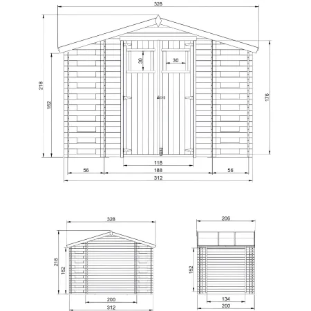 Casetta in Legno Legnaia 328x206x218 cm Box a Pannelli