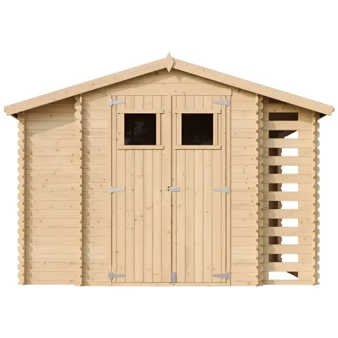 Casetta in Legno Timbela a Pannelli 19 mm Box con Legnaia Laterale