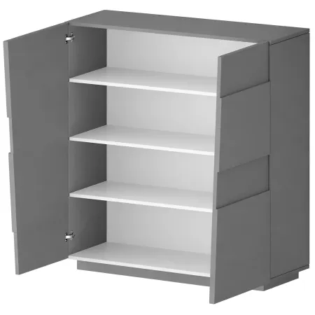 Madia Alta Antracite Opaco Credenza 4 Ante 3 Ripiani Legno Salvaspazio