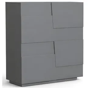 Madia Alta Antracite Opaco Credenza 4 Ante 3 Ripiani Legno Salvaspazio