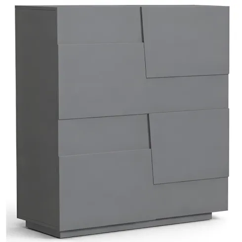 Madia Alta Antracite Opaco Credenza 4 Ante 3 Ripiani Legno Salvaspazio