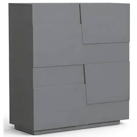 Madia Alta Antracite Opaco Credenza 4 Ante 3 Ripiani Legno Salvaspazio