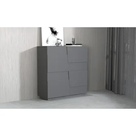 Madia Alta Antracite Opaco Credenza 4 Ante 3 Ripiani Legno Salvaspazio