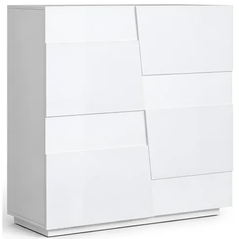 Madia Alta Bianco Laccato Credenza 4 Ante 3 Ripiani Legno Salvaspazio