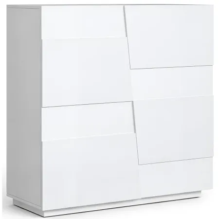 Madia Alta Bianco Laccato Credenza 4 Ante 3 Ripiani Legno Salvaspazio