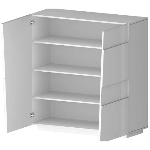 Madia Alta Bianco Laccato Credenza 4 Ante 3 Ripiani Legno Salvaspazio