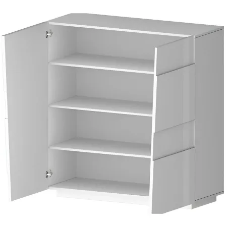 Madia Alta Bianco Laccato Credenza 4 Ante 3 Ripiani Legno Salvaspazio