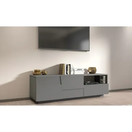 Mobile Porta TV Antracite Opaco 2 Ante con Cassetto e Vano a Giorno