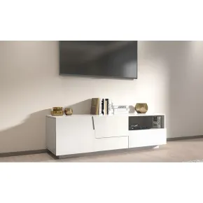 Mobile Porta TV Bianco Laccato 2 Ante con Cassetto e Vano a Giorno 2