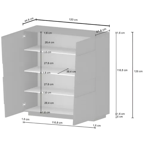 Madia Alta Rovere Wotan Credenza 4 Ante 3 Ripiani Legno Salvaspazio