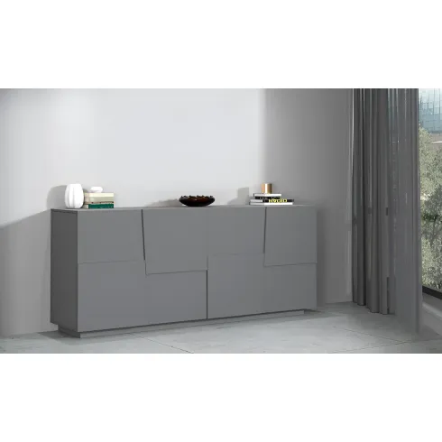 Credenza 4 Ante Antracite Opaco Madia 2 Ripiani Soggiorno Moderno