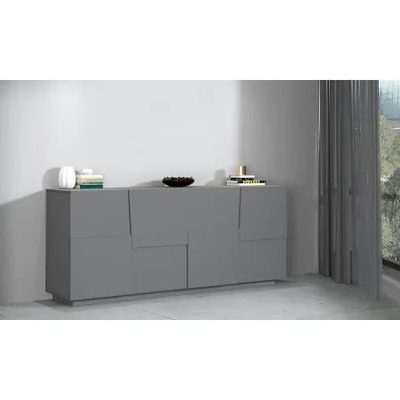 Credenza 4 Ante Antracite Opaco Madia 2 Ripiani Soggiorno Moderno