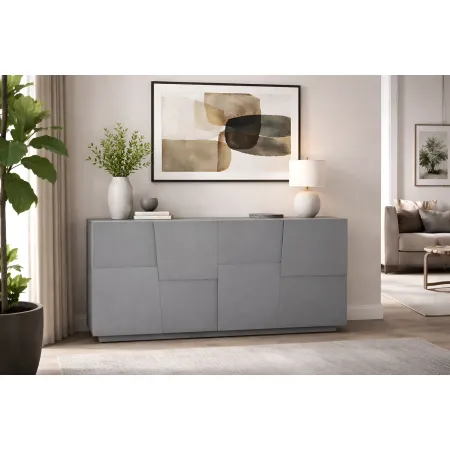Credenza 4 Ante Antracite Opaco Madia 2 Ripiani Soggiorno Moderno