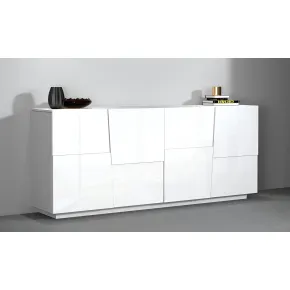 Credenza 4 Ante Bianco Laccato Madia 2 Ripiani Soggiorno Moderno 2